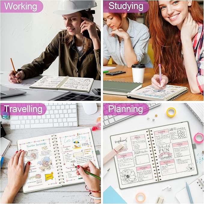 RETTACY Graph Grid Paper Notebook, 140 Pages, A5 Medium Size (5.7'' x 8.3''), 5 Squares per Inch, Hardcover, 100 GSM Thick Paper, for School, Students, Math, Engineering (Lilac)