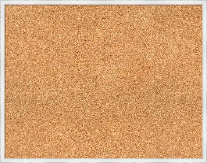 Amanti Art Natural Cork Board for Wall, 29x37 Vision Board with White Frame, Large Corkboard Office Decor for Home Organization, Country Rustic Corkboard Pinboard to Display Items for Home