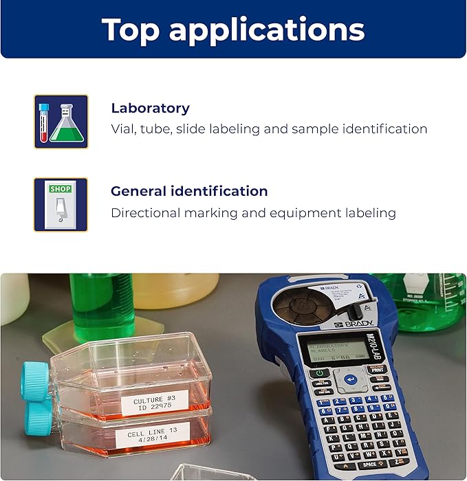 Brady M210-LAB Portable Label Printer, Blue/Gray, 9.5 in H x 4.5 in W x 2.5 in D