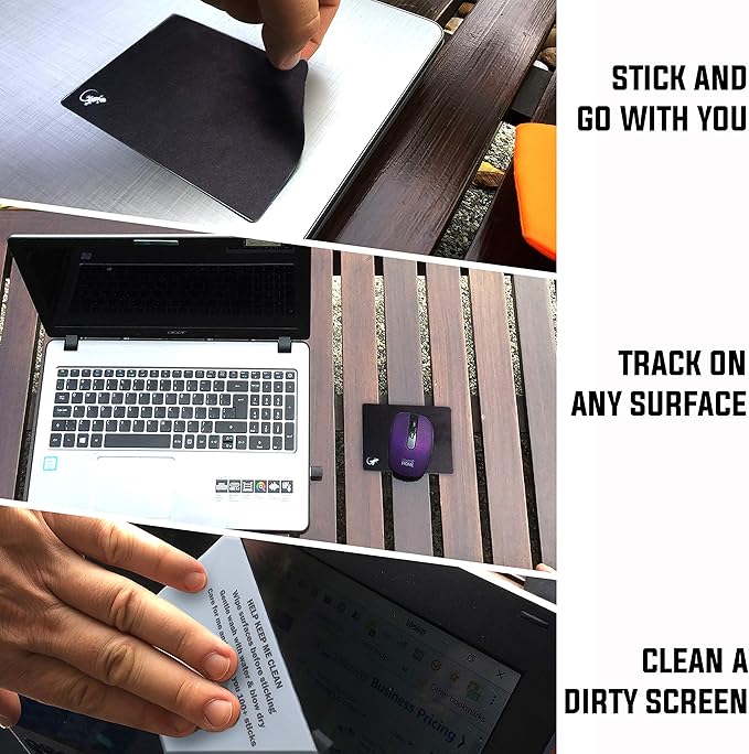 Mouse Pad Adhesive Bottom - Sticks to Any Surface - Portable - Webcam Covers and Screen Cleaner Included (10 Pack - Event Pack)
