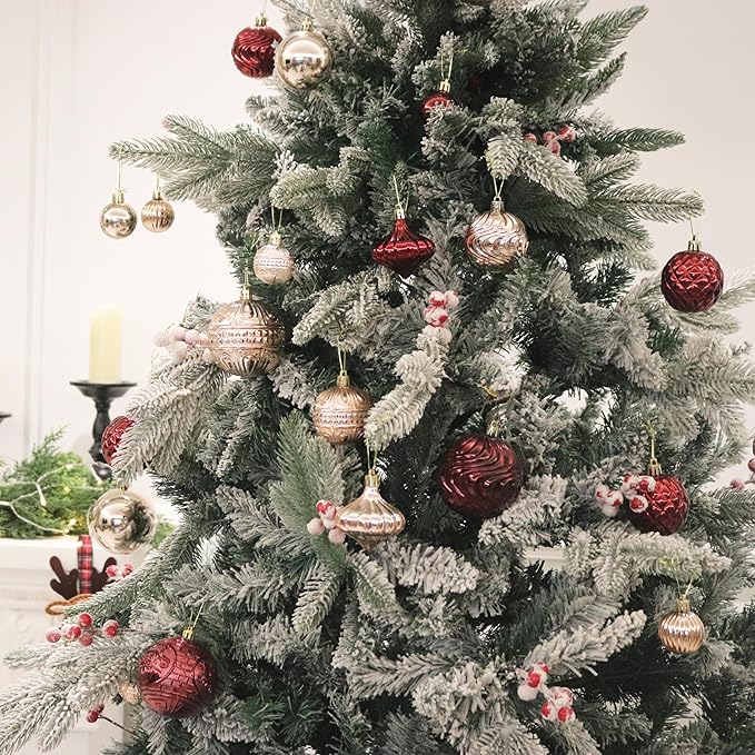 Christmas Ornaments Set with 36pcs Shatterproof Christmas Tree Decorations Multi-Size Christmas Ball Ornaments with 7 Styles Champagne