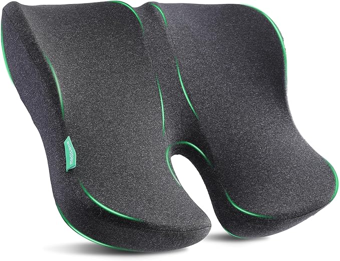 Seat Cushion, SC 150B Seat Cushions for Office Chairs, Car Seat, Wheelchair - Sciatica & Tailbone & Coccyx Pain Relief Pillow for Driver Sedentary People（Size:19.6 * 16.6 * 3.7 in-Black）