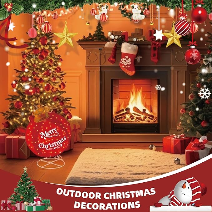 2-Pack Lighted Pop-Up Christmas Ball with 180 LEDs & 8 Light Functions, Holiday Yard Decor，Outdoor Christmas Decorations