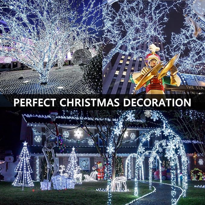 100FT 2000 LED Cluster Christmas Lights, Christmas Tree Lights Outdoor Indoor with 8 Modes & Timer & Remote, Firecrackers String Lights Waterproof for Garland Party Xmas Decorations, Cool White