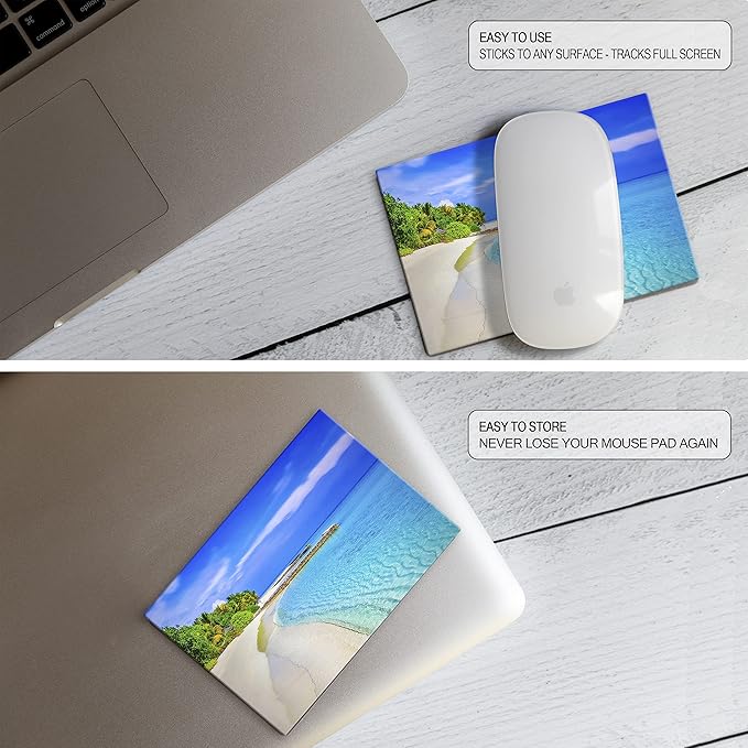 Adhesive Mouse Pad - Peel and Sticks to Any Surface - Travel Mouse Pad, Sticky for Any Surface - Excellent Tracking - Beach Soft Sand