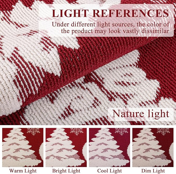 Christmas Doormat with Non Slip, Loop Pile Red and White Indoor Christmas Welcome Mat with Absorbent & Dirt-Trapping, Outdoor Christmas Tree Door Mat Front Porch Decor 32x48 Inch
