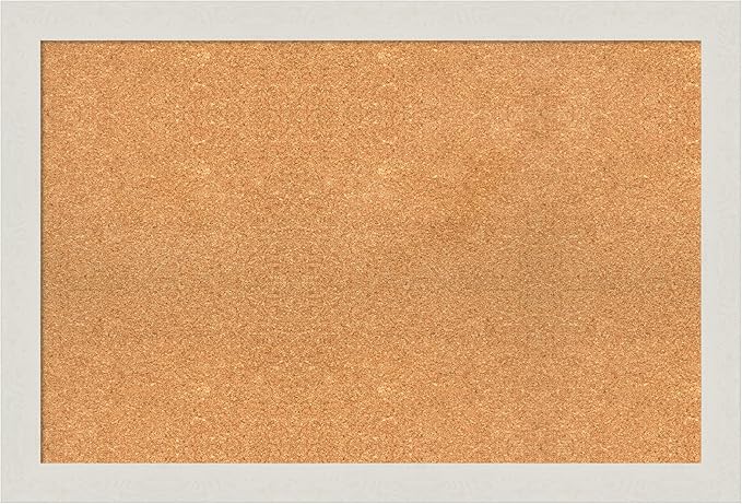 Amanti Art Natural Cork Board for Wall, 25x37 Vision Board with White Frame, Large Corkboard Office Decor for Home Organization, Country Rustic Corkboard Pinboard to Display Items for Home