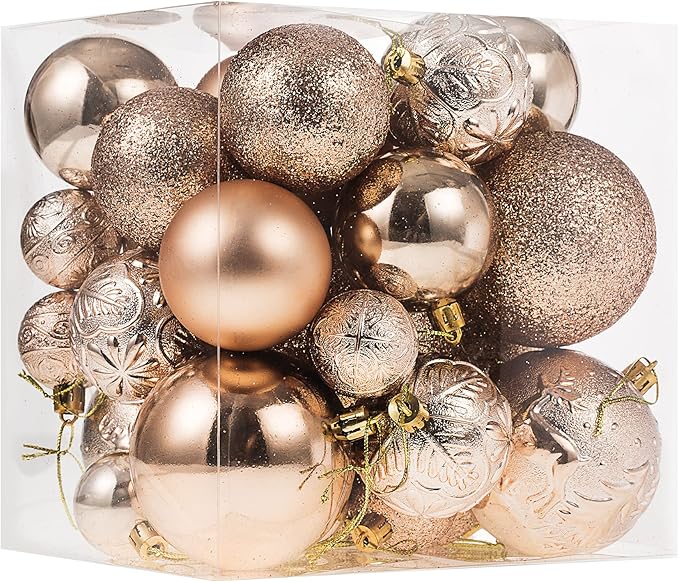 Christmas Ornaments for Xmas Trees,Champagne Shatterproof Christmas Ball Ornaments