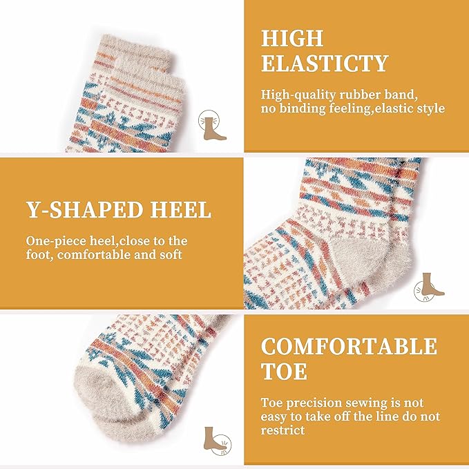 5 Pairs Fuzzy Soft Cozy Comfortable Socks for Women, Casual Sleep Comfy Socks, Perfect Warm Winter Gifts for Women