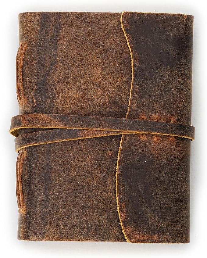 LEATHER VILLAGE Leather Bound Journal - Rustic Brown, 8"X6", 220 Pages - Vintage Blank Paper Diary for Writing, Drawing, Sketchbook, and Travel Notebook - Ideal for Women and Men