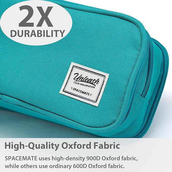 Pencil Case Pouch Box Bag School Supplies Girls Boys Kids, Cute Preppy Stuff Big Capacity Aesthetic Pen Organizer, Back to College Stationary, Teal, Extra Large Style, 2300ml