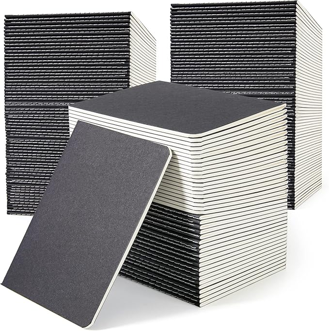 feela 170 Pack Blank Kraft Notebooks, Unlined Sketchbook Mini Cute Note Pad for Drawing Writing, Journal Bulk For Kids Students Office School Supplies, A6, 48 Pages, 4.25” X 5.5”, Black