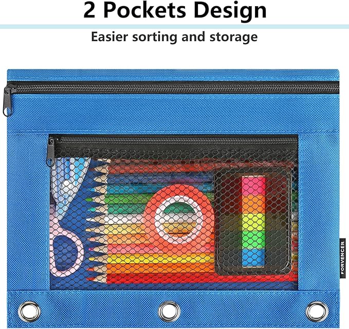 Forvencer Adorable Zipper Pencil Pouch, Cute Zippe Pouch for 3-ring Binders, Sturdy Binder Pouch with Smooth Zippers, Perfect for Students & Back to School, Portable Pencil Bag, Red