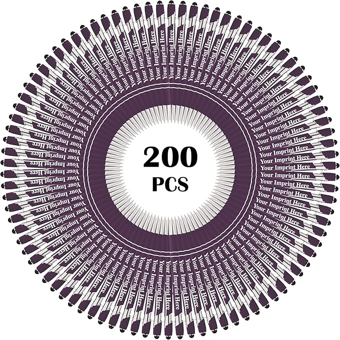 Up to 500 Pcs Custom Pens Bulk | Rainbow of Colors | Soft-Touch Metal Black Ink Personalized with Name or Message (Purple, 200 pcs)