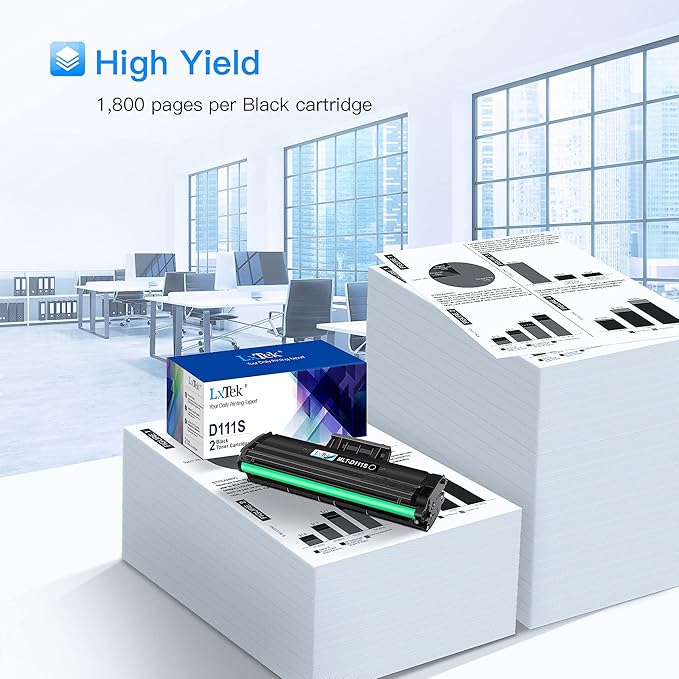 LxTek Compatibile Toner MLT-D111S Sostituzione per Samsung MLT-D111S D111S per Samsung Xpress M2026W M2026 SL-M2070 SL-M2070W SL-M2070F SL-M2070FW M2020W M2020 M2022 M2022W, 2 Nero