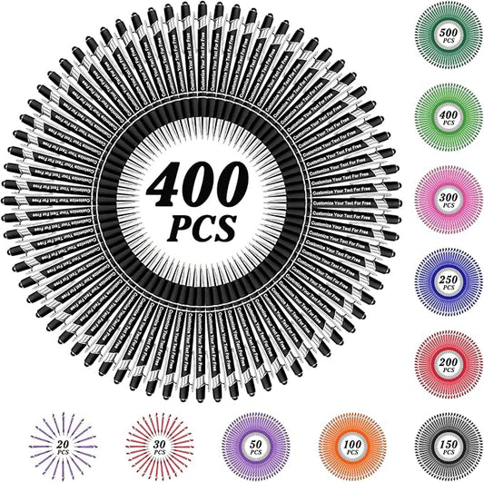 Max 500 Pcs Personalized Pens Bulk, Custom Pens with Free Engraving, Customized Stylus Tip Ballpoint Pen with Your Name Massage Text for School Office Business Graduation Anniversaries-400 Packs