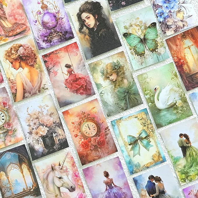 Aromoty 6 Sets 300 Pcs Washi Stickers Book Kit for Journaling, Vintage Aesthetic Antique Magic Scrapbook Stickers for Scrapbooking Bullet Junk Journal Supplies Planner Stationery Collage Craft Gifts