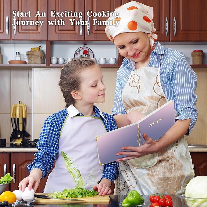 Blank Recipe Book to Write in Your Own Recipes, Blank Cookbook with 175 Pages for Family Cooking Lover, Recipe Notebook with Tab Sticker Sheets, Recipe Journal, Hardcover, 7.5" x 9.5"