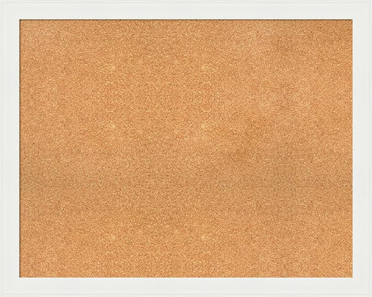 Amanti Art Natural Cork Board for Wall, 31x39 Vision Board with White Frame, Large Corkboard Office Decor for Home Organization, Casual Corkboard Pinboard to Display Items for Home Organization in