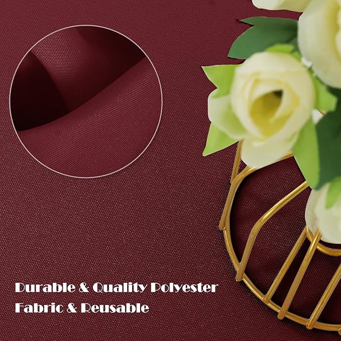 sancua Rectangle Tablecloth - 90 x 132 Inch - Stain and Wrinkle Resistant Washable Polyester Table Cloth, Decorative Fabric Table Cover for Dining Tables, Buffet Parties and Camping, Burgundy