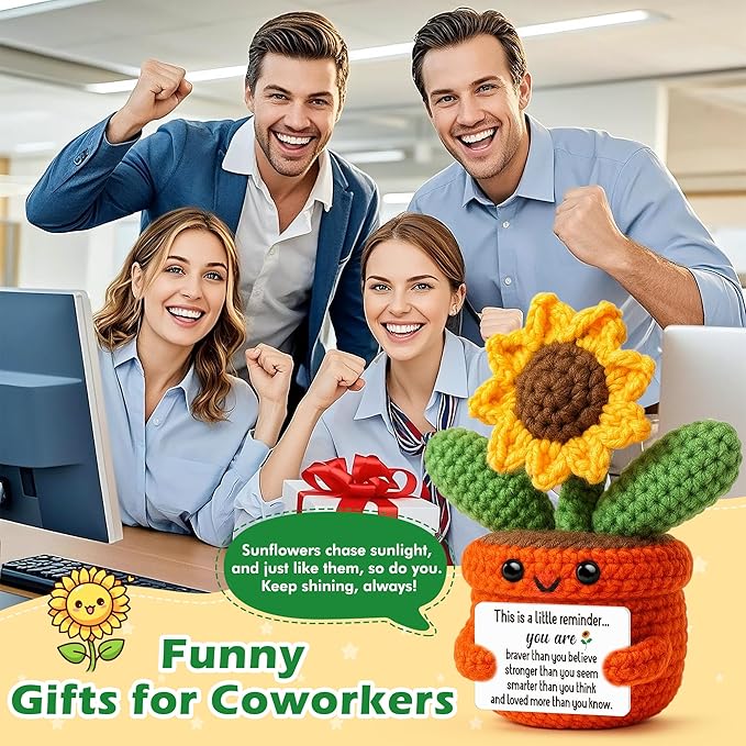 Thank You Teacher Gifts,Cute Sunflower Keepsake,Encouragement Get Well Soon Inspirational Gifts for Women Friends,You are Braver Than You Believe,Sympathy Cheer Up Memento,Positive Decor