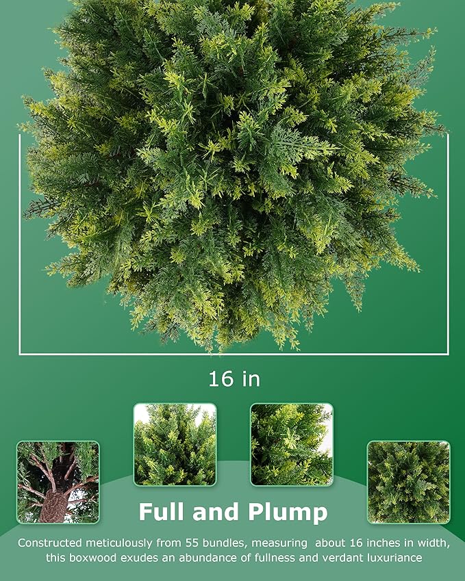 28inch Artificial Cedar Christmas Tree, Norfolk Pine Tree. 2 Sets Faux Cypress Topiary with Spikes Outdoor Christmas Tree Front Porch Decor, Fake Shrubs Planters, Christmas Pot fillers urn Filler