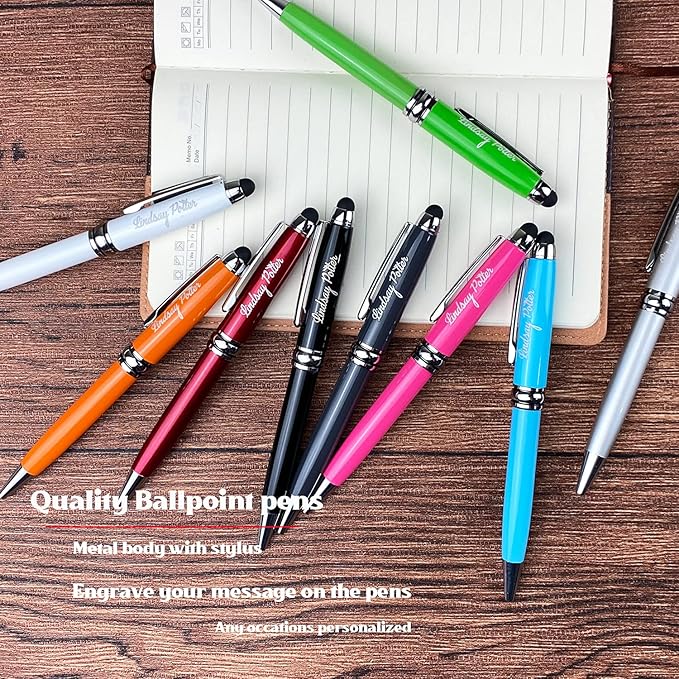 Ancolo Personalized Business Pens -Custom Advertising Message - Engraved Team Name, Phone Number, Slogan Perfect for Bank, Office, Hotel Lobbies - 10 Pens/Box