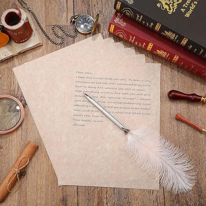 Epakh 200 Sheets Old Age Parchment Paper 8.5 x 11 Inch Standard Letter Vintage Colored Old Parchment Semblance Double Side Printing Paper(Dark Beige)