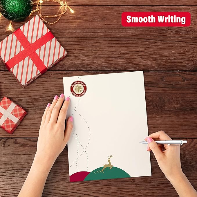 easykart labels Christmas Stationery Paper Letterhead Sheets 60 Pack Holiday Xmas Theme Design For Writing Letters Computer Office Notes & Printing Supplies Size 8.5" X 11"