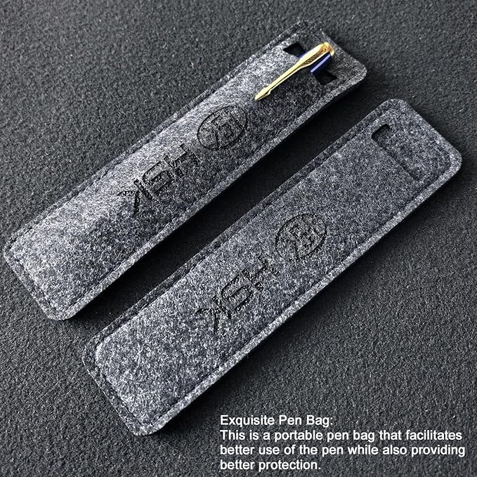 HSK Ballpoint Pens Executive Fountain Pen with Gold Trim, Gift Box Set, Available in Black, Red, Navy Blue,Black Refill Line width 0.5mm (Blue)