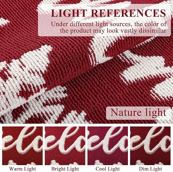 Christmas Doormat with Non Slip, Loop Pile Red and White Indoor Christmas Welcome Mat with Absorbent & Dirt-Trapping, Porch Decor Outdoor Front Door Mat 32x48 Inch