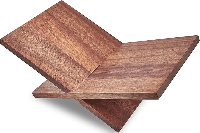 Honygebia Solid Wood Book Stands - Cross Frame Sapele Wooden Book Holder, Open Bookstand for Display and Reading, Suitable for Art, Bible, Cookbook, Easel, Magazine, Textbooks