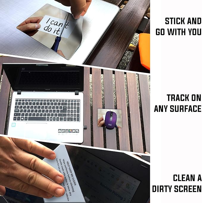 Mouse Pad Adhesive Bottom - Sticks to Any Surface - Portable - Webcam Covers and Screen Cleaner Included (CAN DO IT)