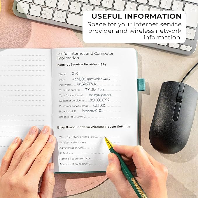 Clever Fox Password Book with alphabetical tabs. Internet Address Organizer Logbook. Medium Password Keeper for Website Logins (Turquoise)