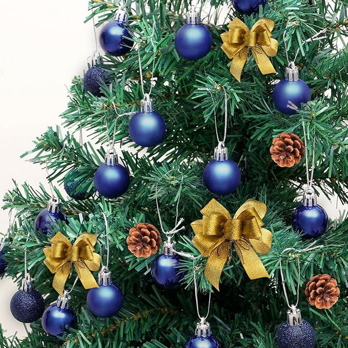 30ct Christmas Ball Ornaments, 1.18" Shatterproof Christmas Tree Decorations, Perfect Hanging Ball for Indoor/Outdoor Holiday Party Decor (Dark Blue)