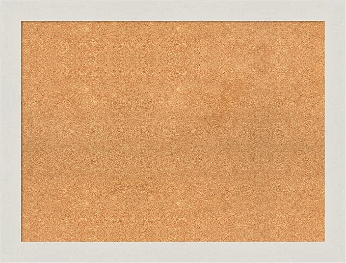 Amanti Art Natural Cork Board for Wall, 25x33 Vision Board with White Frame, Large Corkboard Office Decor for Home Organization, Country Rustic Corkboard Pinboard to Display Items for Home