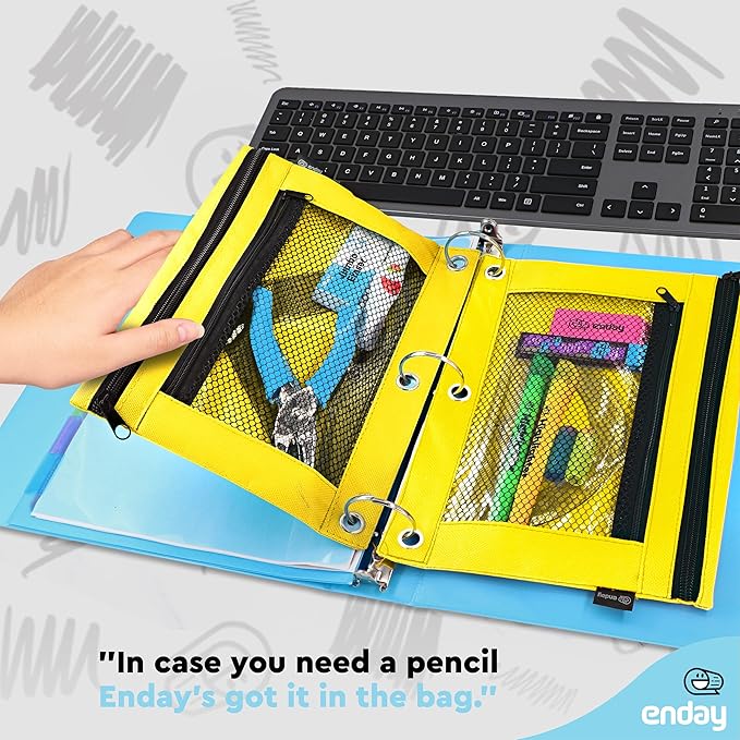 Enday Green Pencil Pouch For 3 Ring Binder, Zippered Binder Pencil Pouches, 3 Ring Pencil Pouch for Binder, Pencil Case for Binder, Large Pencil Bags for School, Home, and Office (2 Pack)