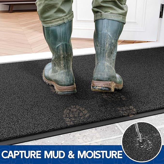 Sturdy Front Door Mat, 72" x 48" Heavy Duty Indoor Outdoor Doormat for Entryway, Fade Resistant, Waterproof Low Profile Entry Mat, Non Slip Welcome Mat for Outside Entrance, Patio, Home