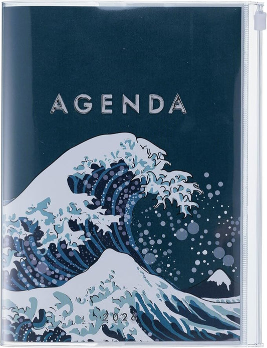 MARK'STYLE A5 Weekly Vertical Planner 16 Months (Sep. 2025 – Dec. 2026) with Soft Transparent PVC Cover,Refillable, Pocketed, for Daily Organizing & Planning (Wave Navy)