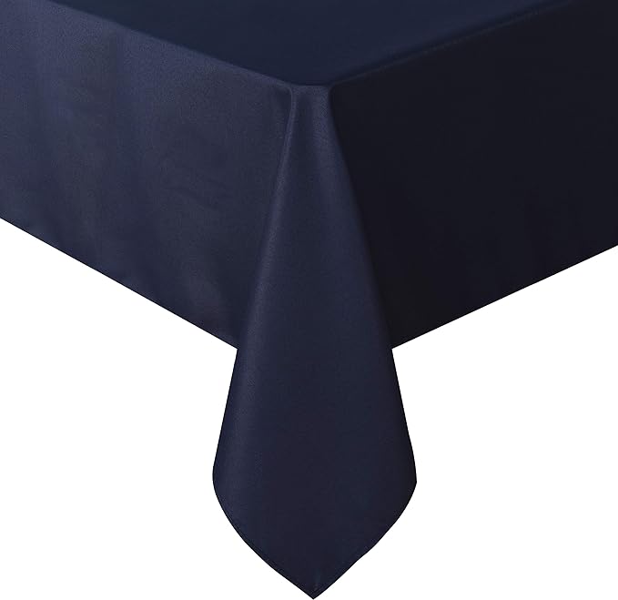 sancua Rectangle Tablecloth - 90 x 156 Inch - Water Resistant Spill Proof Washable Polyester Table Cloth, Decorative Fabric Table Cover for Dining Tables, Buffet Parties and Camping, Navy