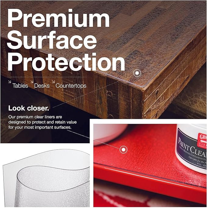 Clear Table Protector, USA Made, Safe, 21 Inch Round, 2mm Thick Pebble Textured Vinyl, Clear Round Tablecloth Protector for Countertop, Plastic Table Cover for Coffee Table