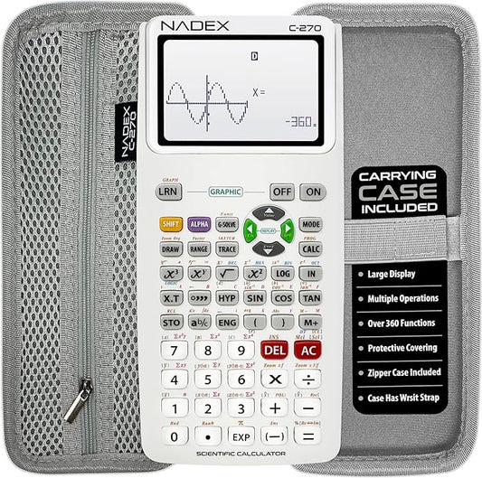 Scientific Calculator with Graphing, Includes Carrying Case, for College and High School Students, Calculus, Algebra, Geometry, Trigonometry, Statistics, Physics, Chemistry, White