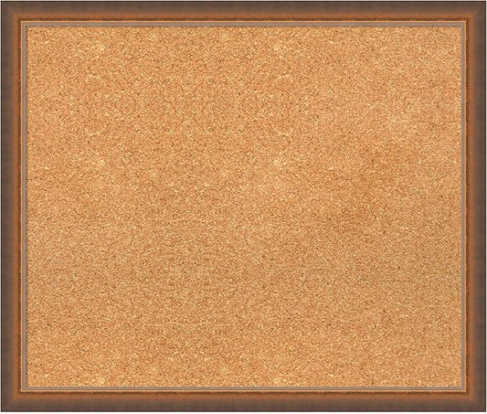 Amanti Art Natural Cork Board for Wall, 22x26 Vision Board with Bronze Frame, Medium Corkboard Office Decor for Home Organization, Modern Corkboard Pinboard to Display Items for Home Organization in