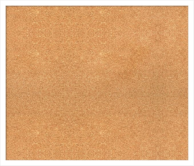 Amanti Art Natural Cork Board for Wall, 23x27 Vision Board with White Frame, Medium Corkboard Office Decor for Home Organization, Modern Corkboard Pinboard to Display Items for Home Organization in