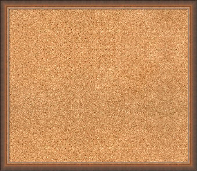 Amanti Art Natural Cork Board for Wall, 26x30 Vision Board with Bronze Frame, Large Corkboard Office Decor for Home Organization, Modern Corkboard Pinboard to Display Items for Home Organization in
