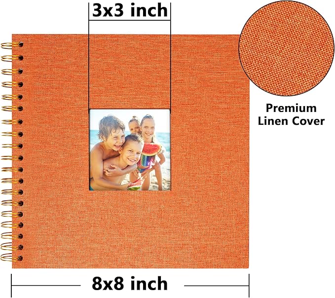 Vienrose 8x8 Inch Scrapbook DIY Small Hardcover Kraft White Pages Scrapbook Photo Album Linen Cover Scrap Book Photo Albums Scrapbooking Supplies Kit for Couple Family Wedding Travel