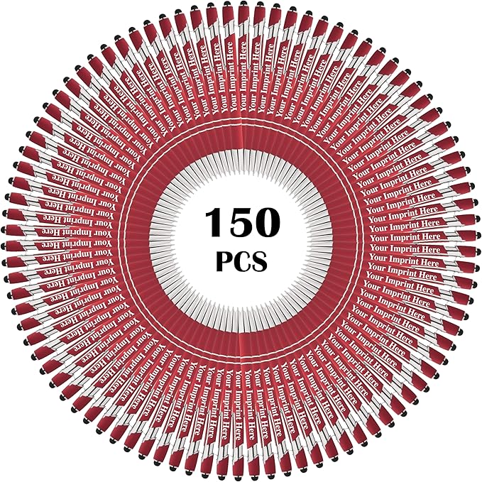 Up to 500 Pcs Custom Pens Bulk | Rainbow of Colors | Soft-Touch Metal Black Ink Personalized with Name or Message (Red, 150 pcs)