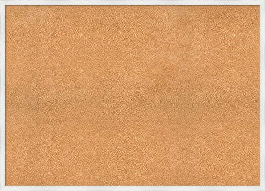 Amanti Art Natural Cork Board for Wall, 31x43 Vision Board with White Frame, Oversize Corkboard Office Decor for Home Organization, Country Rustic Corkboard Pinboard to Display Items for Home