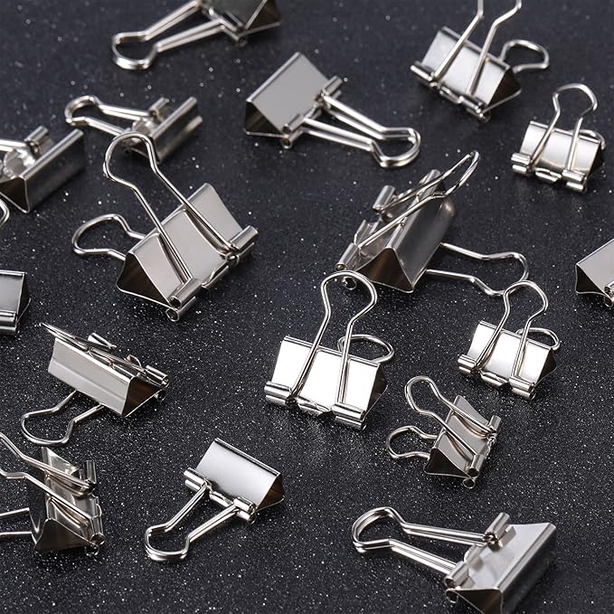 TecUnite 150 Pcs Binder Clips Assorted Sizes Silver Paper Clamps Clips Large Medium Small Office Supplies