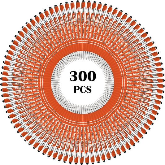 Up to 500 Pcs Custom Pens Bulk | Rainbow of Colors | Soft-Touch Metal Black Ink Personalized with Name or Message (Orange, 300 pcs)